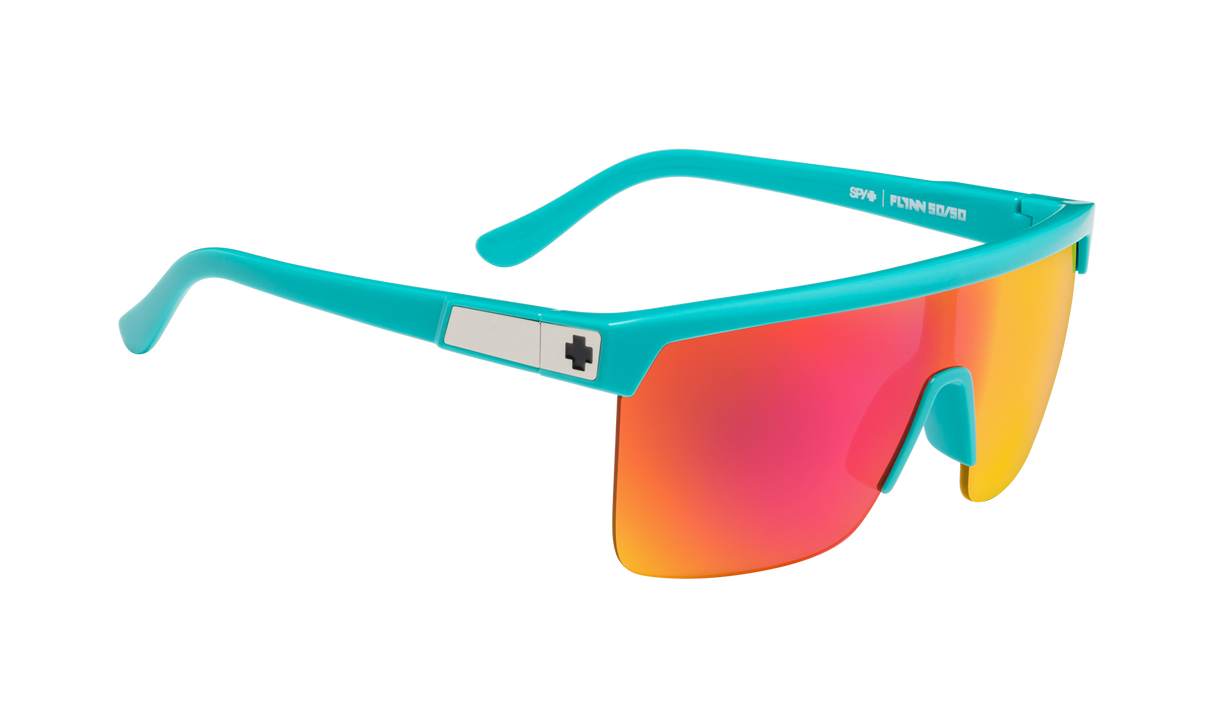 SPY Flynn 5050 Teal - HD Plus Grey Green With Pink Spectra Mirror Sunglasses