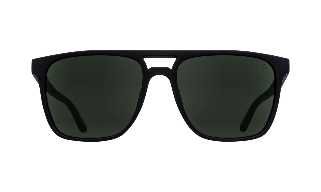 SPY Czar Soft Matte Black - HD Plus Grey Green Sunglasses