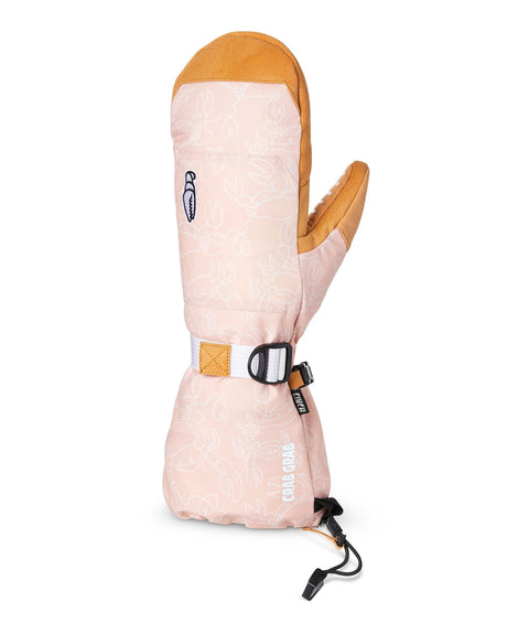 CRAB GRAB Women's Cinch Mitt Crab Doodle Pink Women's Snow Mitts Crab Grab 