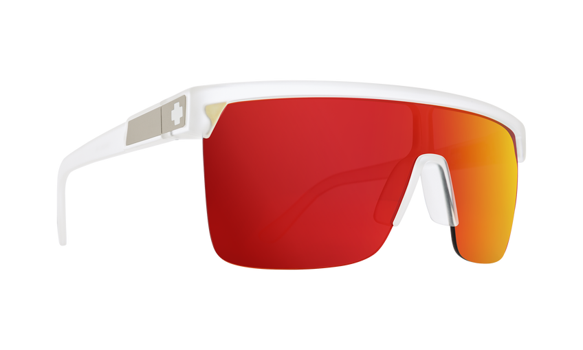 SPY Flynn 5050 Matte Crystal - HD Plus Grey Green w/ Red Spectra Mirror Sunglasses