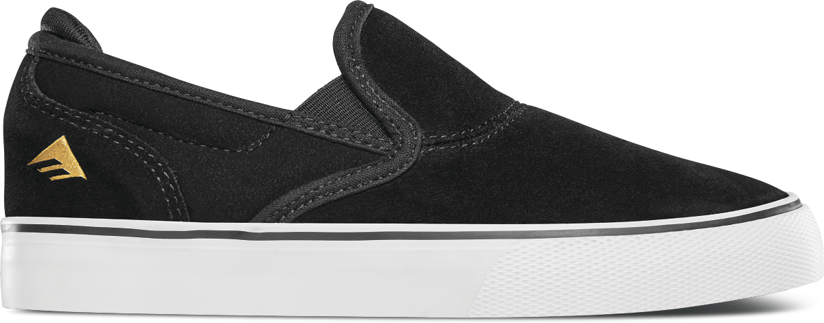 EMERICA Wino G6 Slip On Shoes Youth Black/White/Gold Youth and Toddler Skate Shoes Emerica 