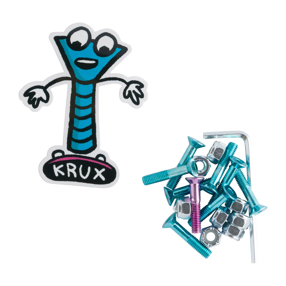 KRUX Krome Allen 1in Blue/Pink Skateboard Hardware Skateboard Hardware Krux 