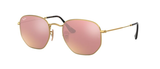 RAY-BAN Hexagonal Flat Lenses 51 Polished Gold - Copper Flash Sunglasses