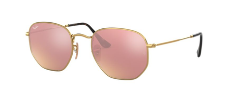 RAY-BAN Hexagonal Flat Lenses 51 Polished Gold - Copper Flash Sunglasses