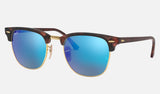 RAY-BAN Clubmaster Flash Tortoise - Blue Mirror Sunglasses Sunglasses Ray-Ban 