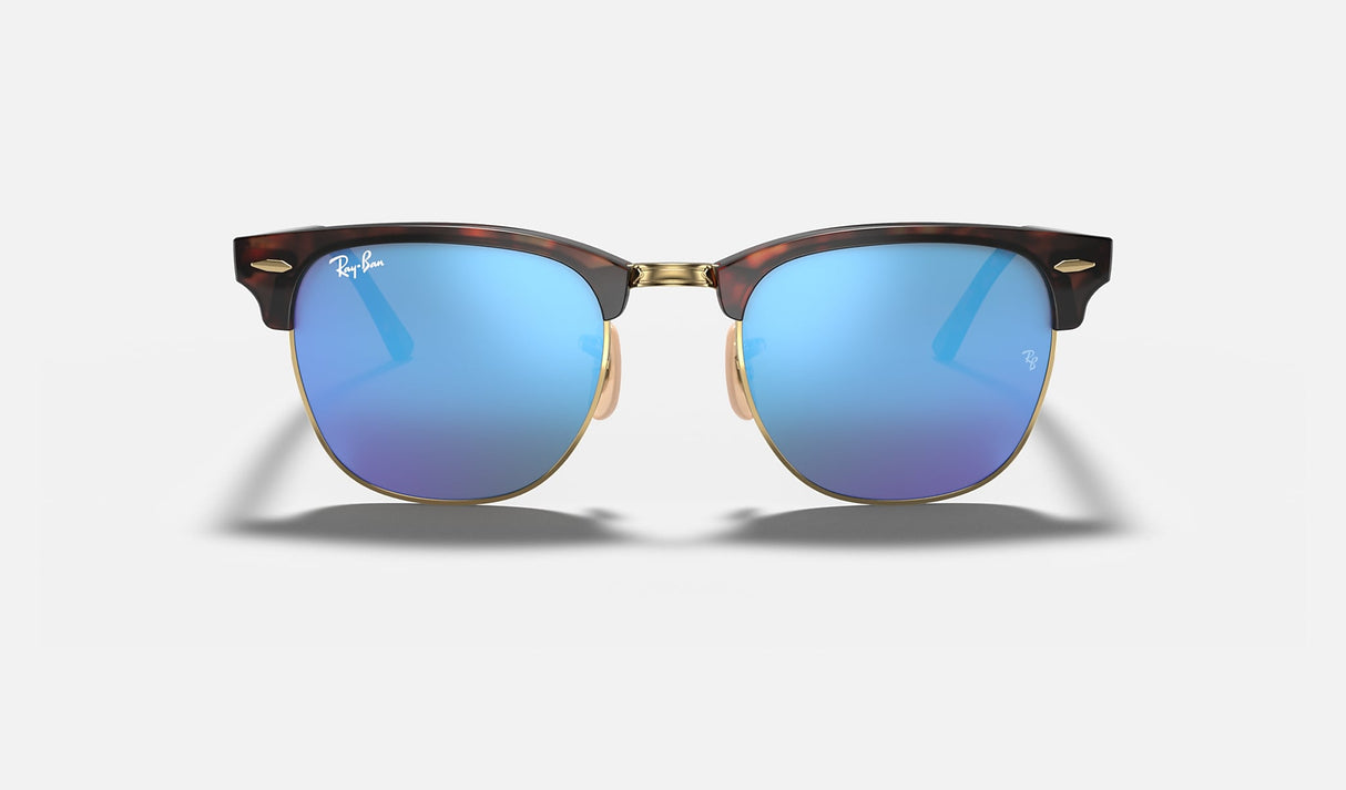 RAY-BAN Clubmaster Flash Tortoise - Blue Mirror Sunglasses Sunglasses Ray-Ban 