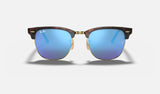 RAY-BAN Clubmaster Flash Tortoise - Blue Mirror Sunglasses Sunglasses Ray-Ban 