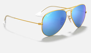 RAY-BAN Aviator Flash Gold - Blue Mirror Polarized Sunglasses Sunglasses Ray-Ban 