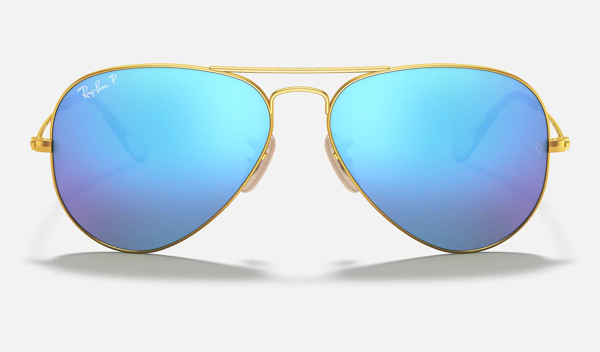 RAY-BAN Aviator Flash Gold - Blue Mirror Polarized Sunglasses Sunglasses Ray-Ban 