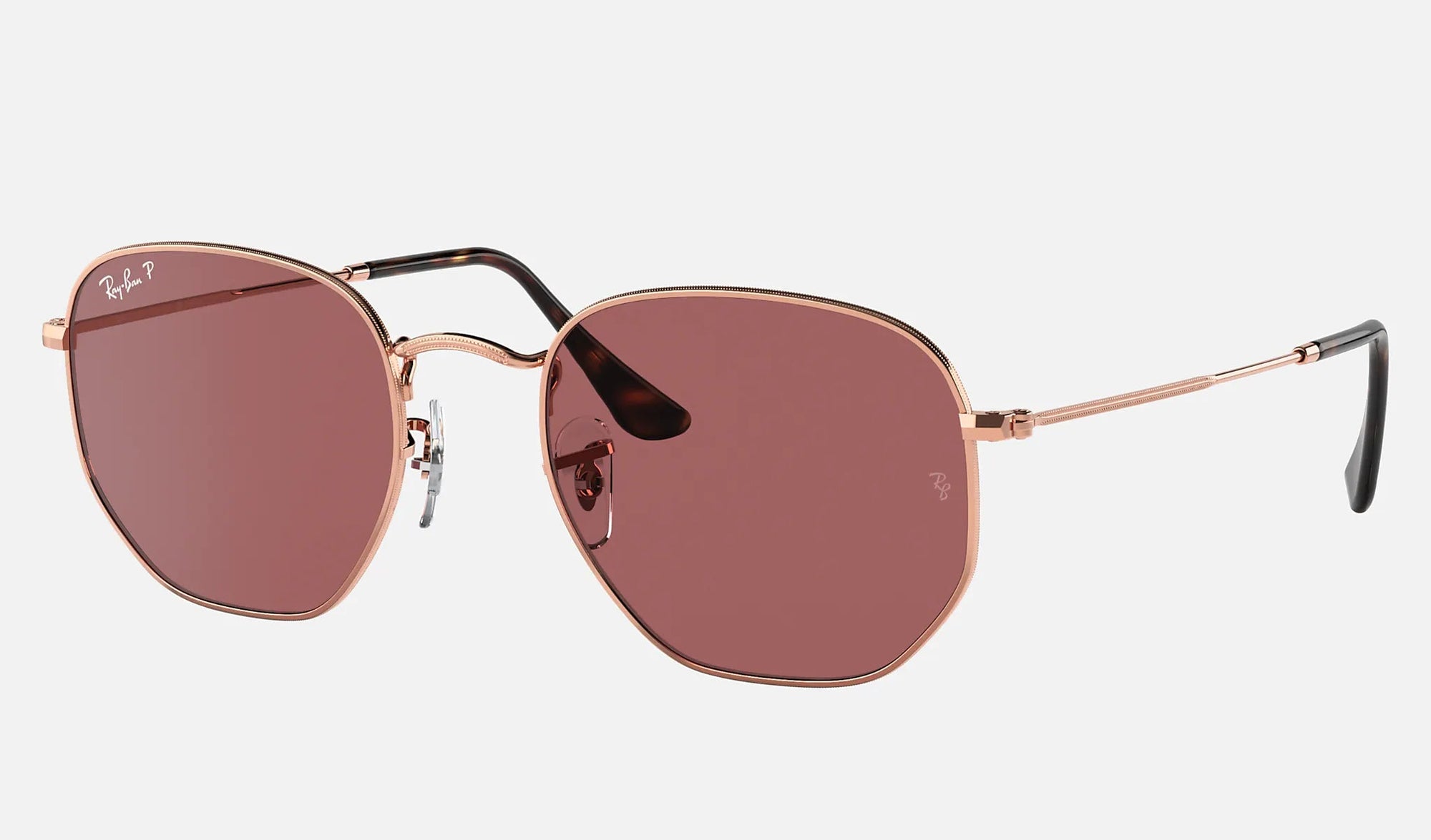RAY-BAN Hexagonal Flat Lenses Rose Gold - Violet Classic Polarized Sunglasses Sunglasses Ray-Ban 