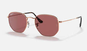 RAY-BAN Hexagonal Flat Lenses Rose Gold - Violet Classic Polarized Sunglasses Sunglasses Ray-Ban 