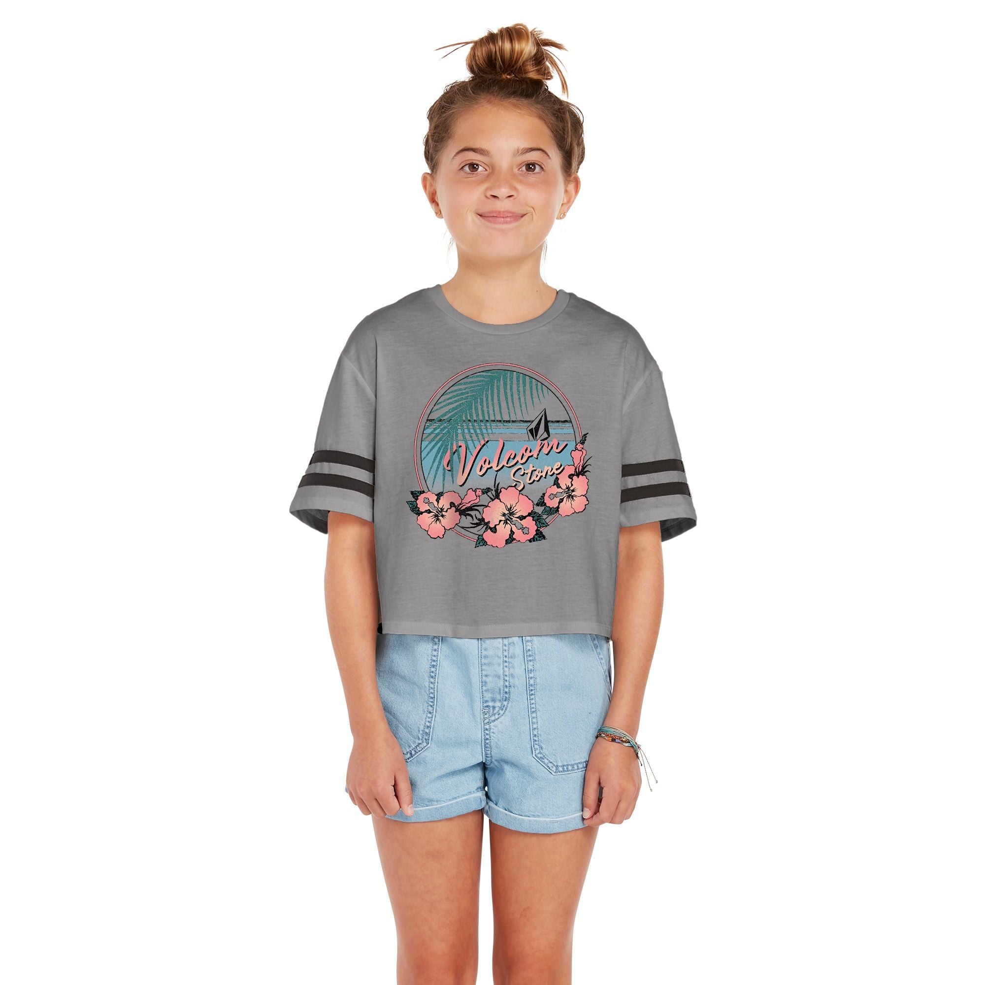 VOLCOM Truly Stoked T-Shirt Girls Heather Grey Girl's T-Shirts Volcom 