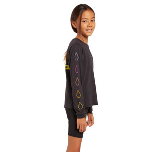 VOLCOM Made From Stoke Long Sleeve T-Shirt Girls Black KIDS APPAREL - Girl's Long Sleeves T-shirts Volcom 