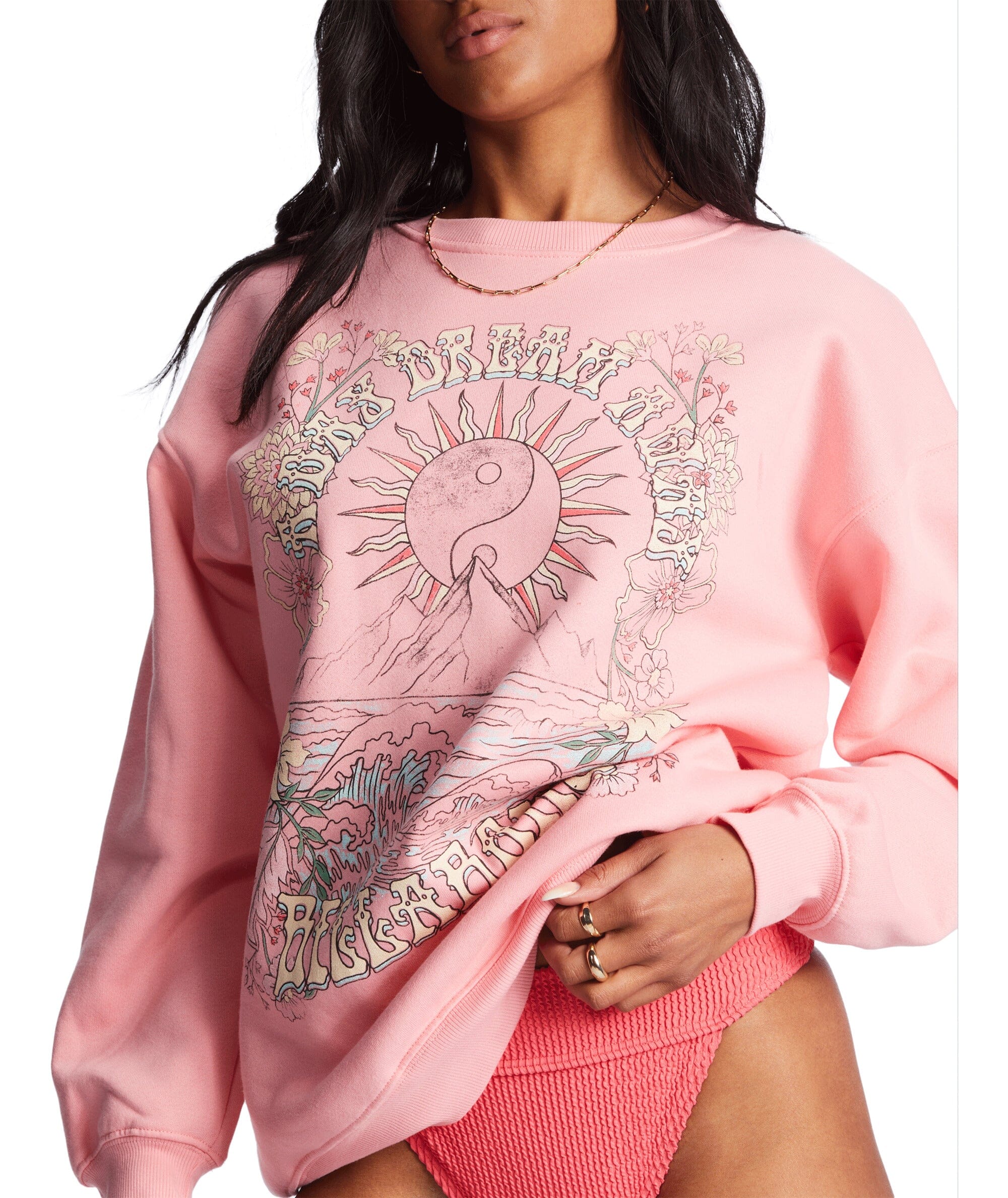 BILLABONG Women's Take Me Away Sweatshirt Pink Wink Women's Sweaters Billabong 