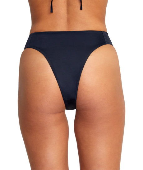 RVCA Women's Solid High Rise Cheeky Bikini Bottoms Black Women's Bikini Bottoms RVCA 