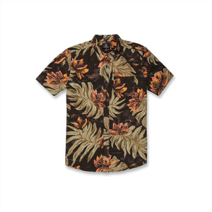 VOLCOM Marble Floral Short Sleeve Button Up Shirt Rinsed Black Men's Short Sleeve Button Up Shirts Volcom 