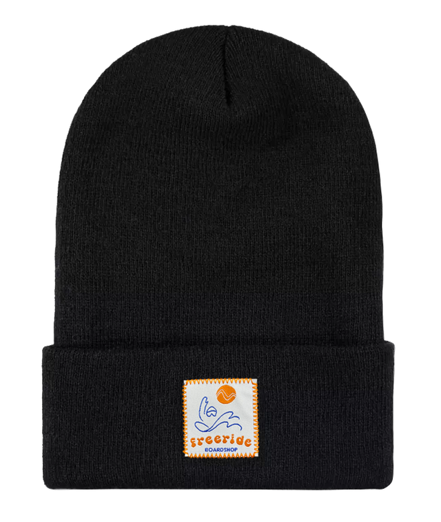 Freeride Pow Slash Rouster Knit Beanie Black Freeride Boardshop 