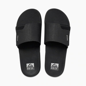 REEF Fanning Slide Sandals Black/Silver Men's Sandals Reef 