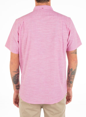 HURLEY One And Only Stretch Short Sleeve Button Up Shirt Pink Bloom Men's Short Sleeve Button Up Shirts Hurley 