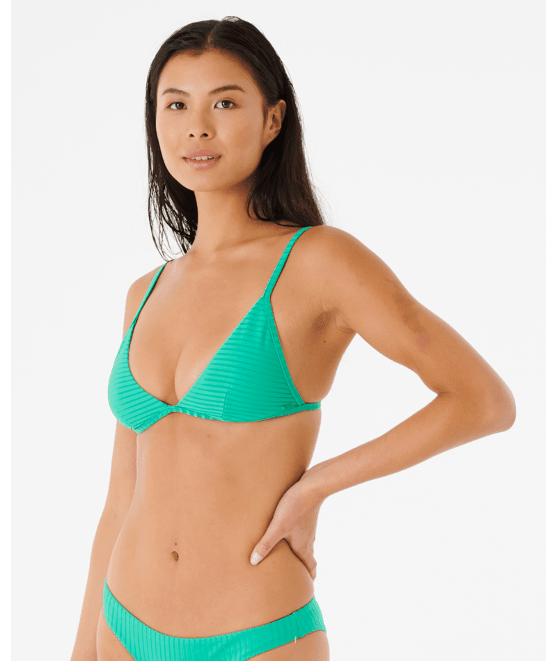 RIP CURL Women's Premium Surf Banded Fixed Tri Bikini Top Green Women's Bikini Tops Rip Curl 
