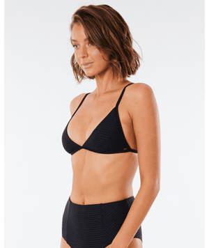 RIP CURL Women's Premium Surf Banded Fixed Tri Bikini Top Black Women's Bikini Tops Rip Curl 
