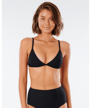 RIP CURL Women's Premium Surf Banded Fixed Tri Bikini Top Black Women's Bikini Tops Rip Curl 
