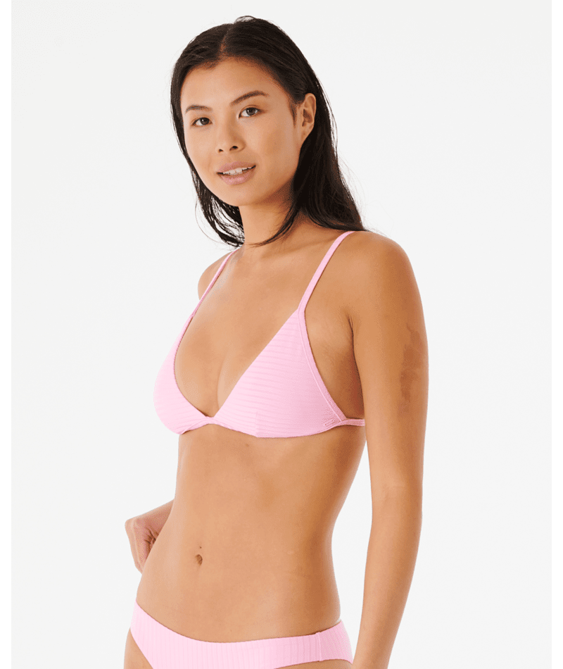 RIP CURL Women's Premium Surf Banded Fixed Tri Bikini Top Light Pink