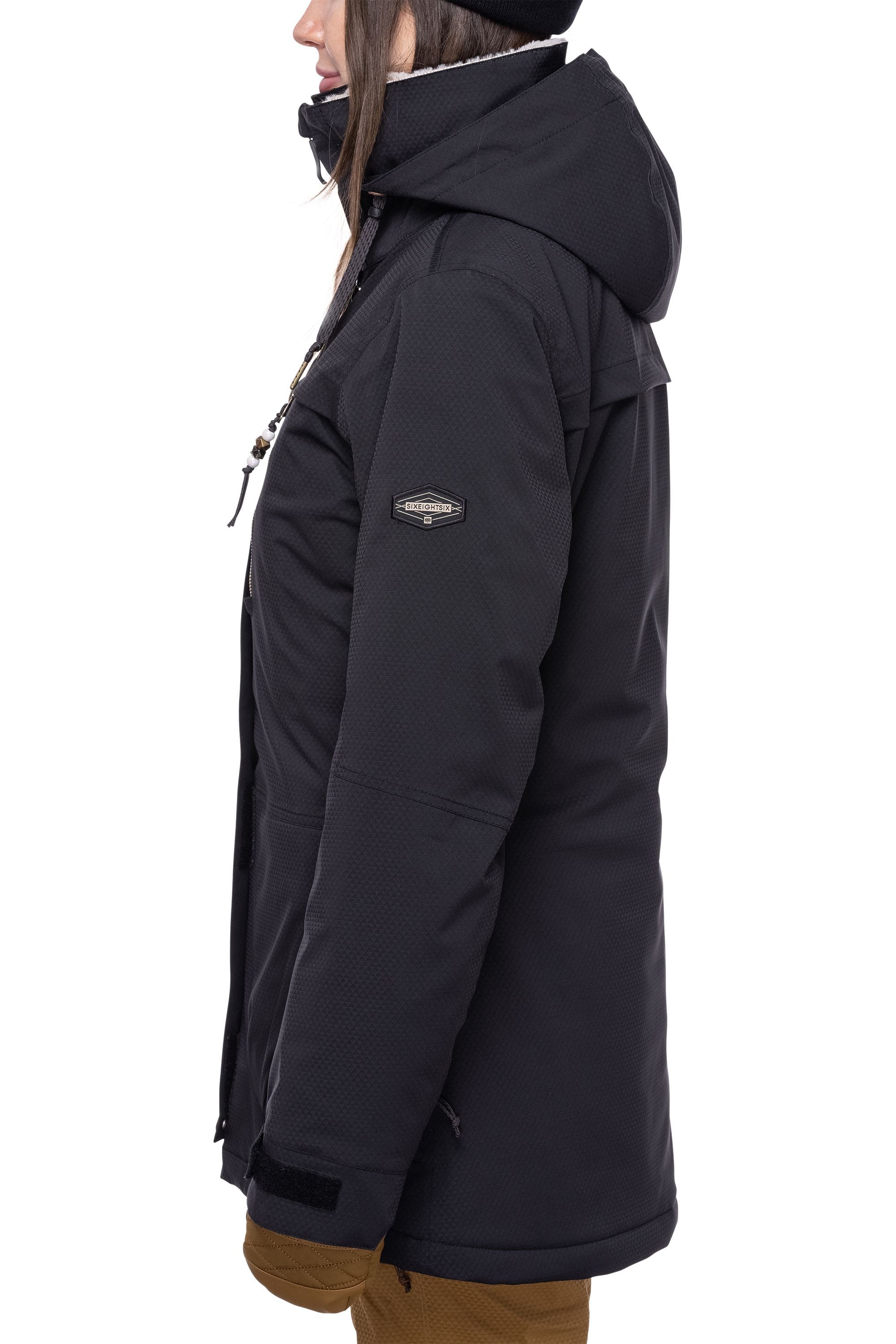 686 Women's Spirit Insulated Snowboard Jacket Black Geo Jacquard 2023 Women's Snow Jackets 686 