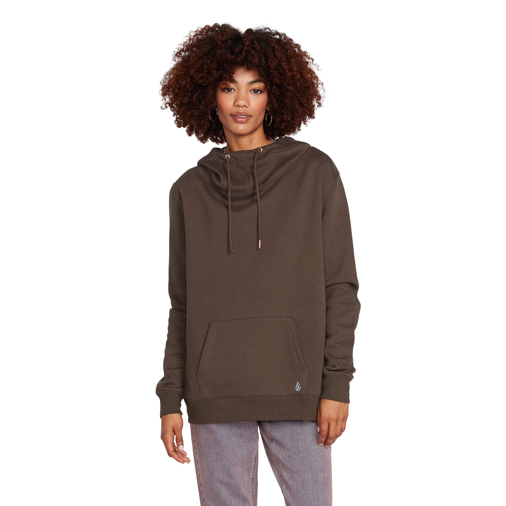 VOLCOM Women's Walk It Out High Neck Pullover Hoodie Espresso Women's Pullover Hoodies Volcom 
