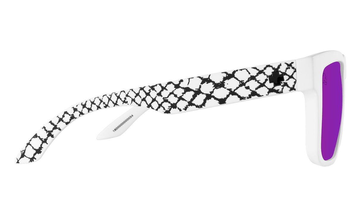SPY Discord Slayco Matte White Viper - Happy Bronze Purple Spectra Mirror Sunglasses Sunglasses Spy 