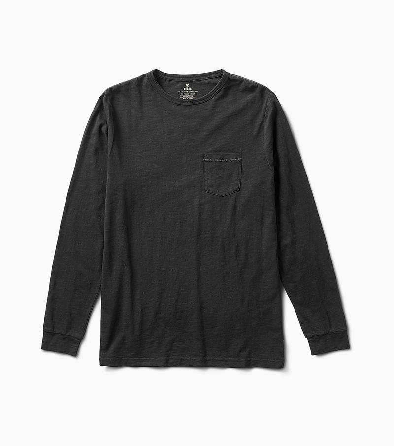 ROARK Well Worn Midnight Organic Knit Long Sleeve T-Shirt Black MENS APPAREL - Men's Long Sleeve Button Up Shirts Roark Revival S 