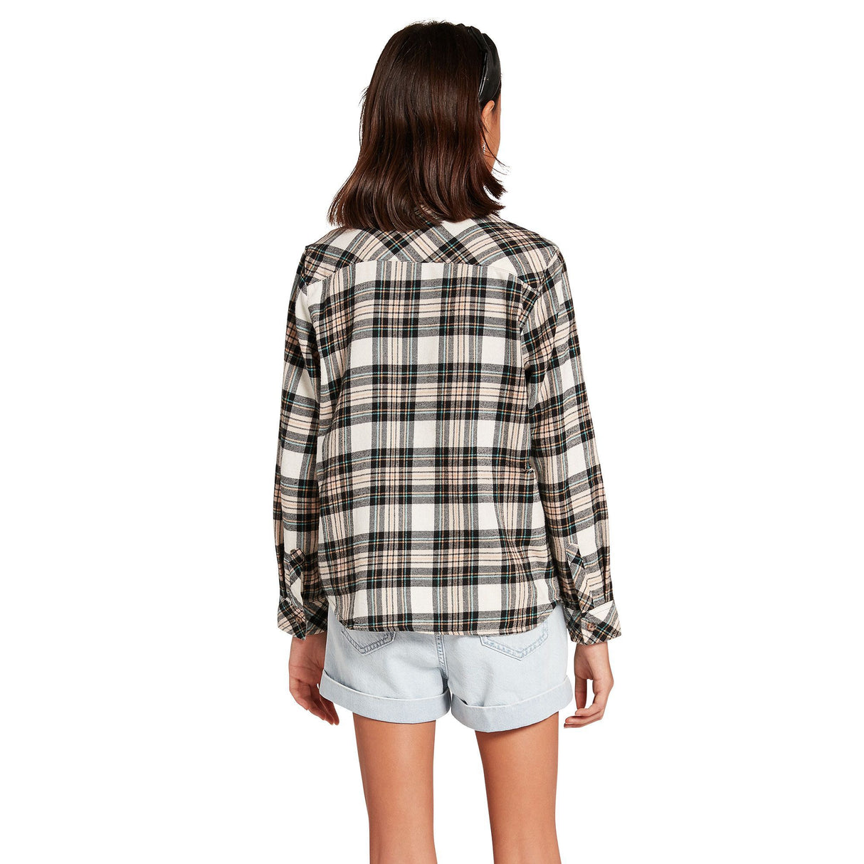 VOLCOM Getting Rad Plaid Long Sleeve Flannel Girl's Mushroom Girl's Long Sleeve T-shirts Volcom 