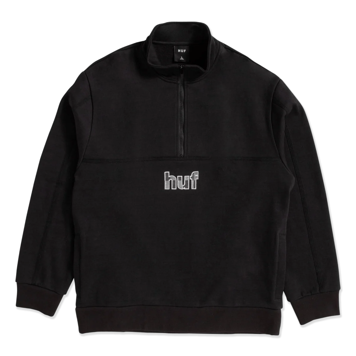 HUF Split 1/4 Zip Mock Neck Sweater Black Women's Sweaters huf 
