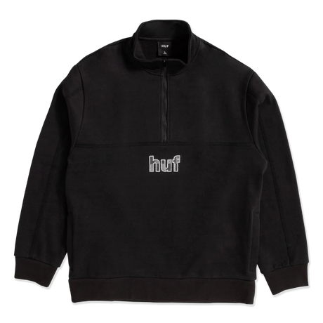 HUF Split 1/4 Zip Mock Neck Sweater Black Women's Sweaters huf 