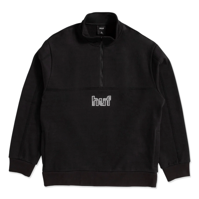 HUF Split 1/4 Zip Mock Neck Sweater Black Women's Sweaters huf 