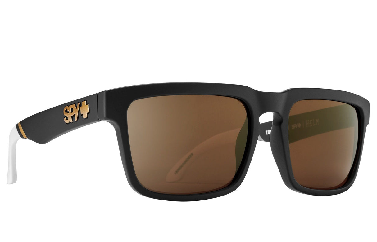 SPY + Tom Wallisch Matte Black - Happy Bronze With Gold Spectra Mirror Sunglasses Sunglasses Spy 