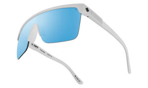 SPY Flynn 5050 Matte White - Happy Boost Bronze Ice Blue Spectra Mirror Polarized Sunglasses Sunglasses Spy 