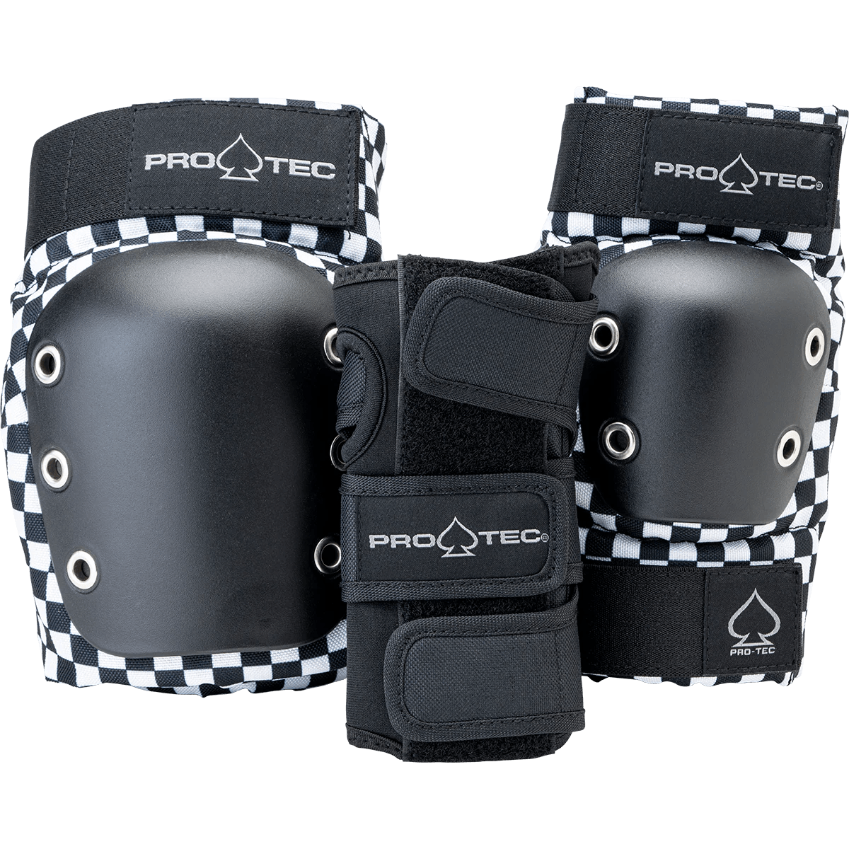 PRO-TEC Jr. Street Gear 3 Pack Black Checker Pads & Wrist Guards Pro-tec 