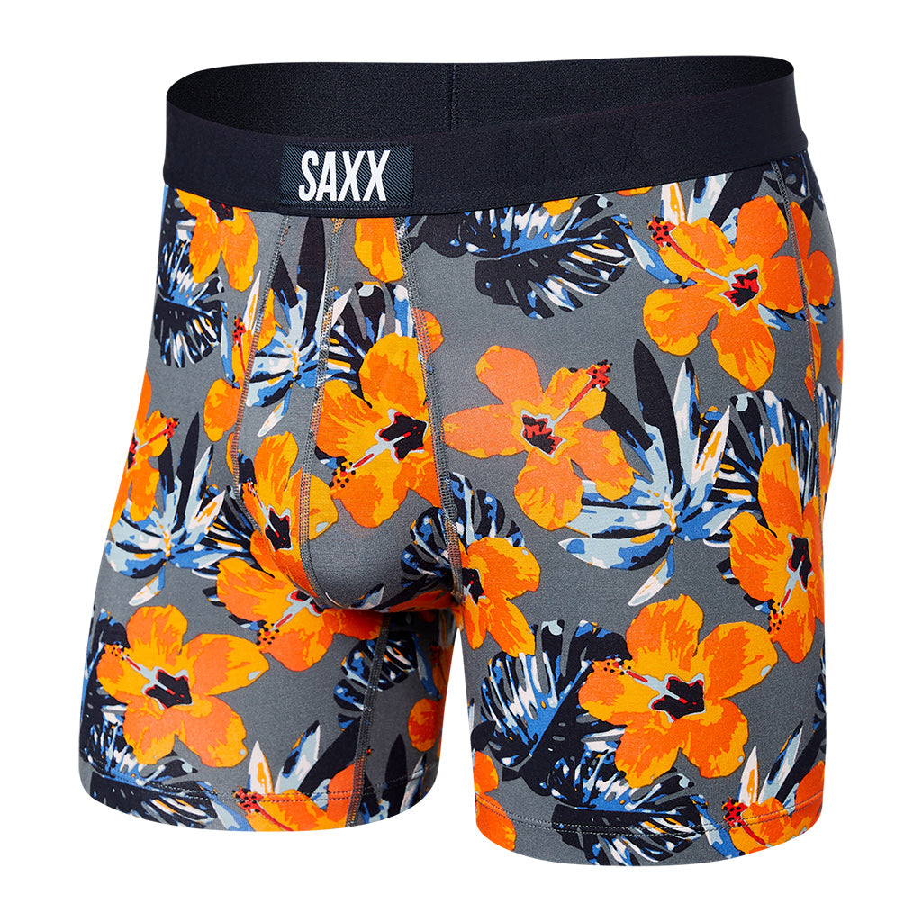 SAXX Vibe Boxer Brief Solar Hibiscus Grey Men's Underwear Saxx 