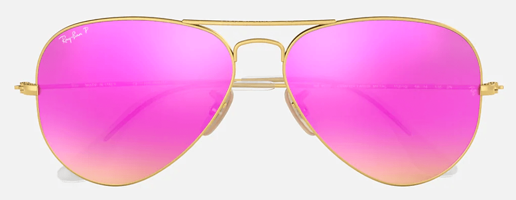 RAY-BAN Aviator Flash Lenses Gold - Cyclamen Flash Polarized Sunglasses SUNGLASSES - Ray-Ban Sunglasses Ray-Ban 