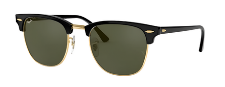 RAY-BAN Clubmaster Classic Black - Green Classic G-15 Sunglasses SUNGLASSES - Ray-Ban Sunglasses Ray-Ban 