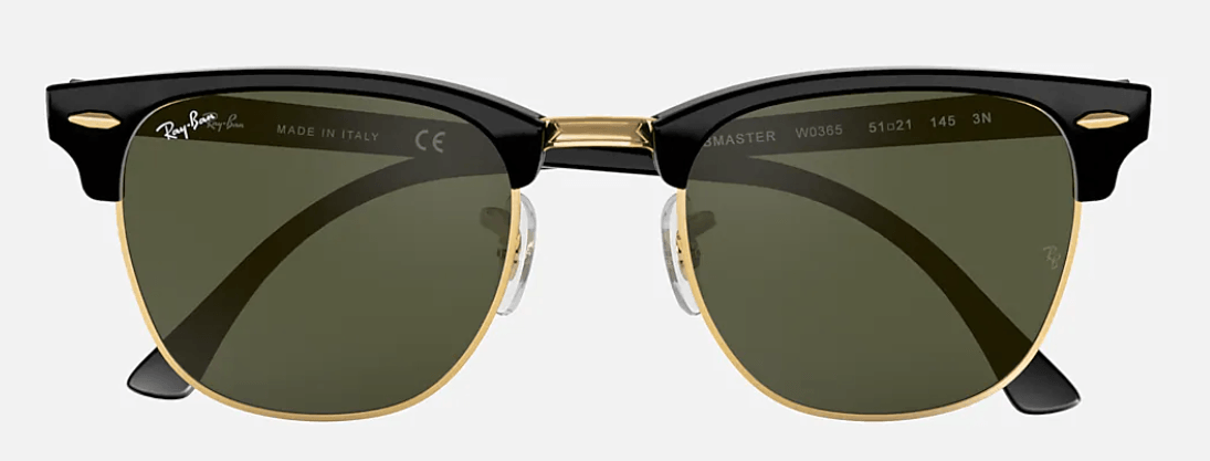 RAY-BAN Clubmaster Classic Black - Green Classic G-15 Sunglasses SUNGLASSES - Ray-Ban Sunglasses Ray-Ban 