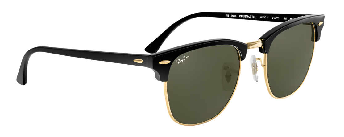 RAY-BAN Clubmaster Classic Black - Green Classic G-15 Sunglasses SUNGLASSES - Ray-Ban Sunglasses Ray-Ban 
