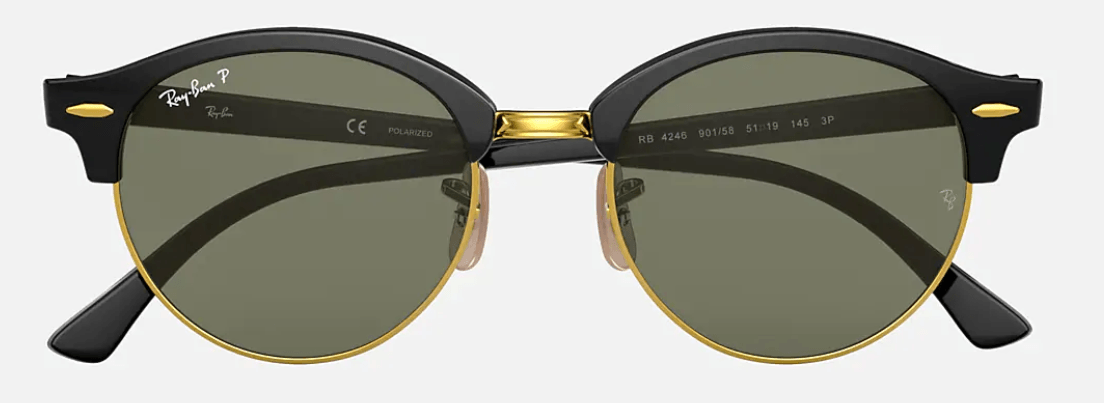 RAY-BAN Clubround Black - Green Classic G-15 Polarized Sunglasses SUNGLASSES - Ray-Ban Sunglasses Ray-Ban 
