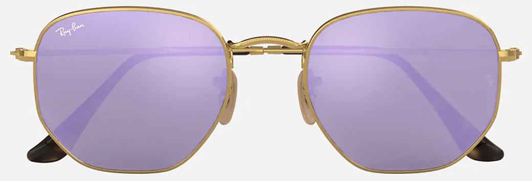 RAY-BAN Hexagonal Flat Lenses Gold - Lilac Mirror Sunglasses SUNGLASSES - Ray-Ban Sunglasses Ray-Ban 