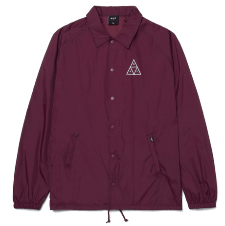 HUF Essentials Triple Triangle Coaches Jacket Maroon Men's Street Jackets huf 