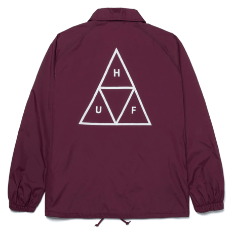 HUF Essentials Triple Triangle Coaches Jacket Maroon Men's Street Jackets huf 