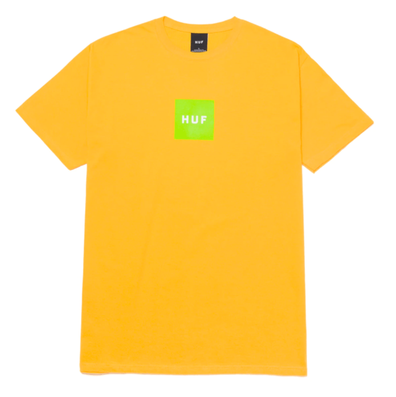 HUF Essentials Box Logo T-Shirt Lemon Yellow Men's Short Sleeve T-Shirts huf 