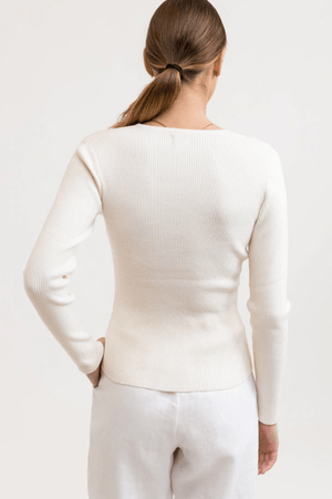 RHYTHM Long Line Knit Top Women's Ivory Women's Sweaters Rhythm 