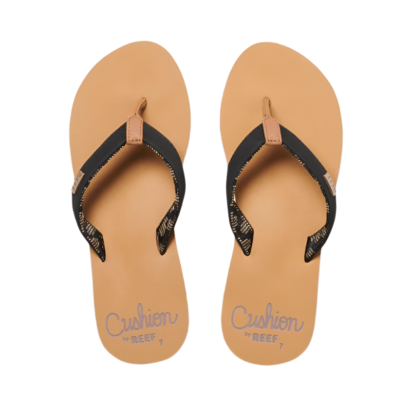 REEF Women's Cushion Sands Sandals Black/Tan Women's Sandals Reef 